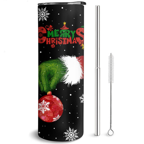 Sehxbqo 20oz Christmas Skinny Tumblers Gifts for Women with Lid and Straw, Stainless Steel Vacuum Insulated Christmas Coffee Tumbler, Cartoon Travel Mug Cup, Christmas Decor Gifts for Women
