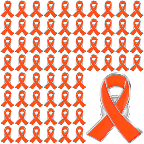 100 Pieces Orange Awareness Ribbon Pin Cause Jewelry Brooch Pin Leukemia Multiple Sclerosis Lymphoma Awareness Products with Secure Clutch Back Cerebral Cancer Awareness Lapel Pin
