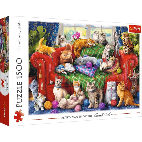 TREFL 1500 Piece Jigsaw Puzzle, Kittens on The Sofa, Cats Puzzle, Animals, Adult Puzzle, Trefl 26198 TREFL 1500 Piece Jigsaw Puzzle, Kittens on The Sofa, Cats Puzzle, Animals, Adult Puzzle, Trefl 26198