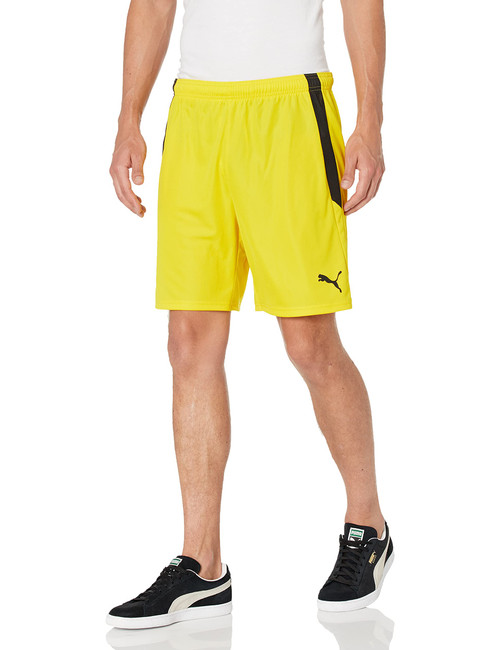 PUMA mens Teamliga Shorts, Cyber Yellow/Black, Large US