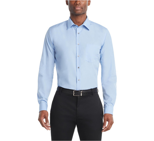 Van Heusen Men's Dress Shirt Regular Fit Poplin Solid, Cameo Blue, 17" Neck 32"-33" Sleeve