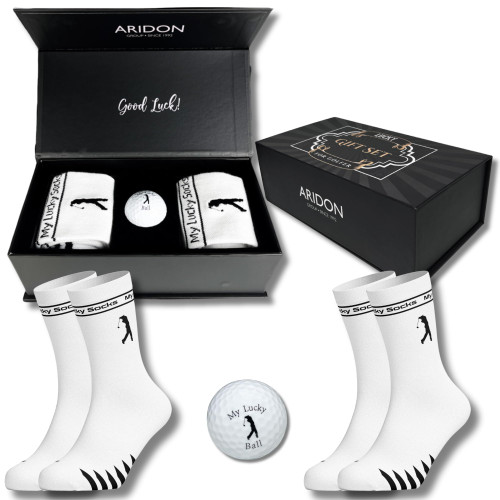 ARIDON Group Golf Socks Gift Set, 2 Pairs of Lucky Socks & 1 Lucky Golf Ball for Men Golfers, Gift Box, Moisture-Wicking Socks & Tailor Made Golf Ball ARIDON Group Golf Socks Gift Set, 2 Pairs of Lucky Socks & 1 Lucky Golf Ball for Men Golfers, Gift Box, Moisture-Wicking Socks & Tailor Made Golf Ball