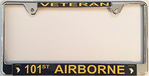101st Airborne Veteran Thin Top Chrome License Plate Frame 101st Airborne Veteran Thin Top Chrome License Plate Frame