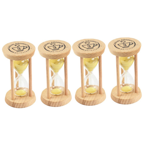 4 Pcs Hourglass Timers for Hour Glass Timer for Sand Timers for Sand Glass Timer 3 Minutes Hourglass Clock Stand Wooden Sand Hourglass Sand Timers for Classroom Gift