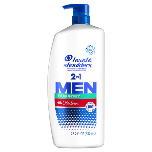 Head and Shoulders Mens 2 in 1 Dandruff Shampoo and Conditioner, Anti-Dandruff Treatment, Old Spice Pure Sport for Daily Use, Paraben Free, 28.2 oz