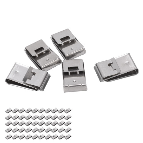 VTOSEN 50Pcs Solar Panel Cable Clip - Metal Wire Clip for Electrical Cord Management - Stainless Steel Photovoltaic Cable Clamp - Easy Cable Organization