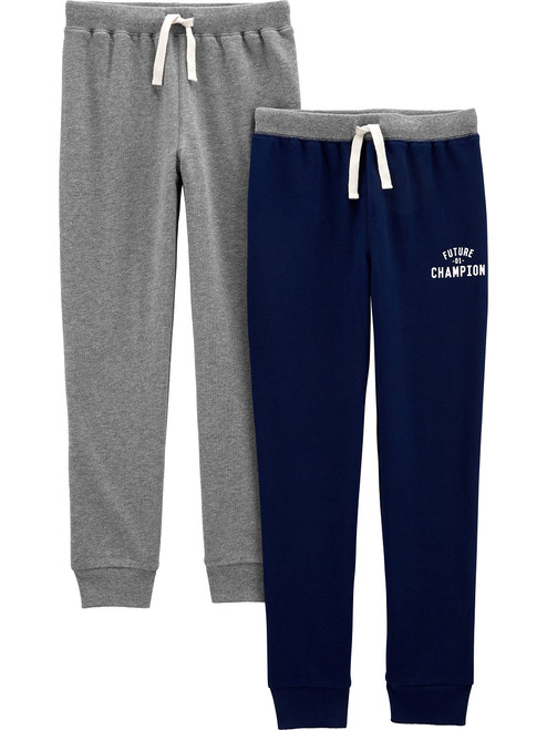Simple Joys by Carter's Boys' Athletic Knit Jogger Pants, Pack of 2, Charcoal/Navy, 6