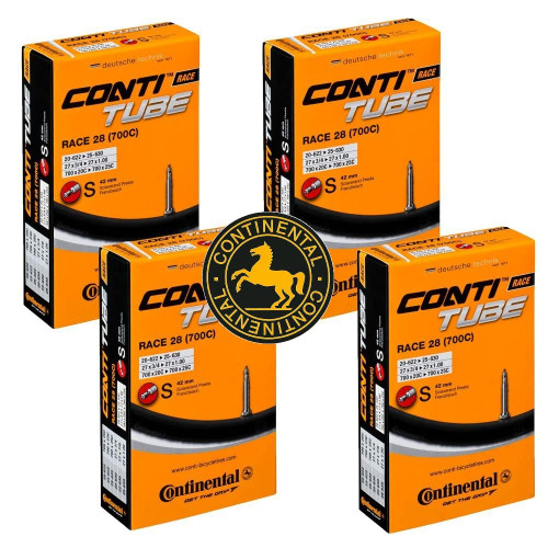 Continental Race 28" 700x20-25c Inner Tubes - 42mm Presta Valve (Pack of 4 Tubes w/Conti Sticker)
