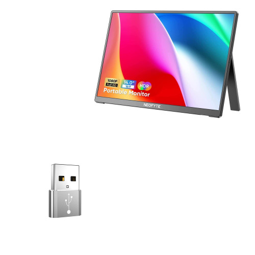 BoxWave Adapter Compatible with NEOFYTE Portable Monitor T14S (14 in) (Adapter by BoxWave) - USB-A to C PortChanger (5-Pack), USB Type-C OTG USB-A Convert Charging Data - Metallic Silver