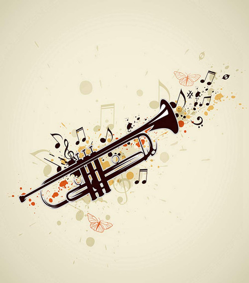 Vooft DIY 5D Diamond Painting Kits Instrument Music Abstract Trumpet Notes Jazz Horn Melody Full Drill Painting Arts Craft Canvas for Home Wall Decor Full Drill Cross Stitch Gift 20X16 Inch