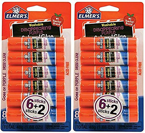 Elmer's Disappearing Purple School Glue Sticks, 0.21 oz Each, 8 Sticks per Pack (Set of 2 Packages)