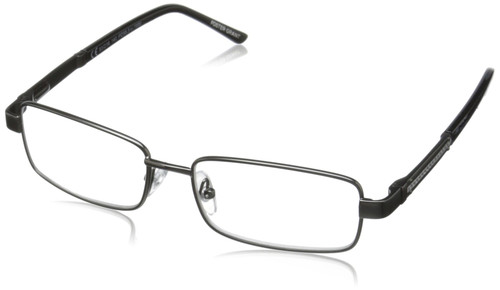 Foster Grant Men's Jagger Square Reading Glasses, Gunmetal/Transparent, 59 mm, 2.75