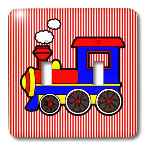3dRose LLC lsp_25421_2 Cute Train Red Blue Yellow Red Stripe Background, Double Toggle Switch 3dRose LLC lsp_25421_2 Cute Train Red Blue Yellow Red Stripe Background, Double Toggle Switch