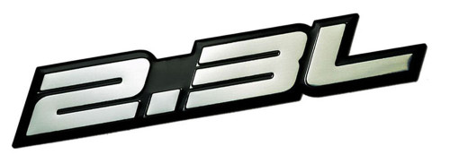 ERPART 2.3L Liter Embossed Silver on Black on Highly Polished Real Aluminum Auto Emblem Badge Nameplate Compatible with Honda Acura Mazda Mitsubishi Toyota