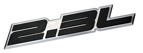 ERPART 2.3L Liter Embossed Black on Highly Polished Silver Real Aluminum Auto Emblem Badge Nameplate