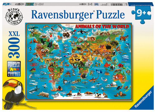 Ravensburger Animals of The World 300 Piece Jigsaw Puzzle with Extra Large Pieces for Kids Age 9 Years Up