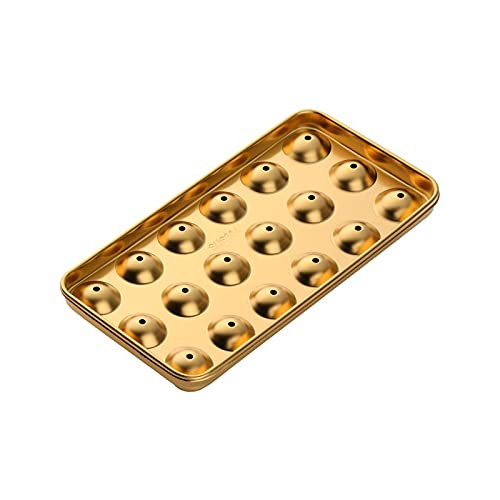 QOBIMOON Stainless Steel Ice Cube Tray Ball Whiskey Ice Ball Mold, Ice Ball Maker Mold, Round Ice Cube Mold, Sphere Ice Cube Mold, Square Large Ice Cube -Gold
