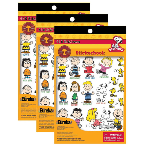 Eureka Peanuts Sticker Book, 410/Book, 3 Books (Eu-609600-3)
