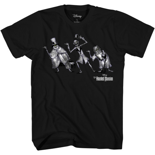 Disney Haunted Mansion Group Hitchhiking Ghosts Adult T-Shirt(XL, Black)