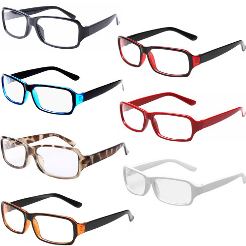 FancyG Vintage Inspired Classic Retro Style Rectangle Shape Glasses Frame Clear Lens Eyewear 7 Pieces Color Set19