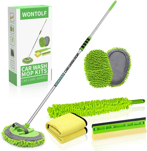 Wontolf 62'' Car Wash Brush with Long Handle Chenille Microfiber Car Wash Mop Mitt Car Washing Brush Cleaning Kit Windshield Window Squeegee Car Duster Microfiber Towels for Cars RV Truck Boat 9PCS Wontolf 62'' Car Wash Brush with Long Handle Chenille Microfiber Car Wash Mop Mitt Car Washing Brush Cleaning Kit Windshield Window Squeegee Car Duster Microfiber Towels for Cars RV Truck Boat 9PCS