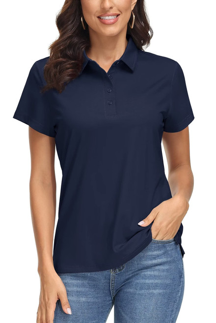 Golf Polos for Women Short Sleeve Quick Dry Shirts Womens Polo Shirts Casual Shirts Golf Polo Shirts for Women Work Shirts Casual Shirts Navy