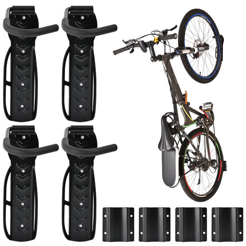 Auwey 4Pack Bike Wall Mount Rack with Tire Tray Bike Hanger Bike Wall Rack Holder Bicycle Hanger Bike Storage Vertical Bike Hook for Indoor, Garage, Shed