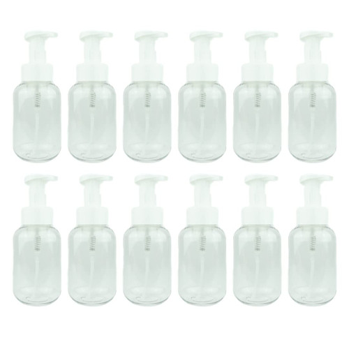 Nature Packaged Plastic Clear 10oz Foam Soap Spray Bottle: 12 Pack - Empty Spray Bottles - Clear Refillable Container for Water, Essential Oils, Hair, Adjustable Head Sprayer and Stream