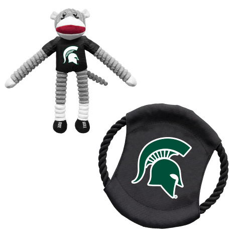Littlearth Unisex-Adult NCAA Michigan State Spartans Sock Monkey and Flying Disc Pet Toy Combo Set, Team Color, One Size Littlearth Unisex-Adult NCAA Michigan State Spartans Sock Monkey and Flying Disc Pet Toy Combo Set, Team Color, One Size
