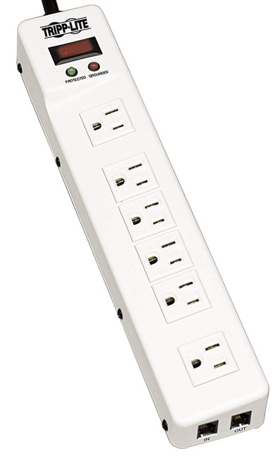 Tripp Lite 6 Right Angle Outlet Surge Protector Power Strip, Tel/Modem, 15ft Cord, & $75K INSURANCE (TLM626TEL15)
