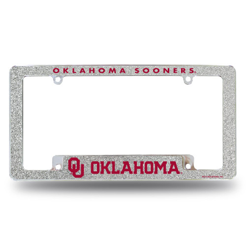 Rico Industries NCAA Oklahoma Sooners Chrome All Over Automotive Bling License Plate Frame 12' x 6' Chrome All Over Automotive Bling License Plate Frame Design for Car/Truck/SUV