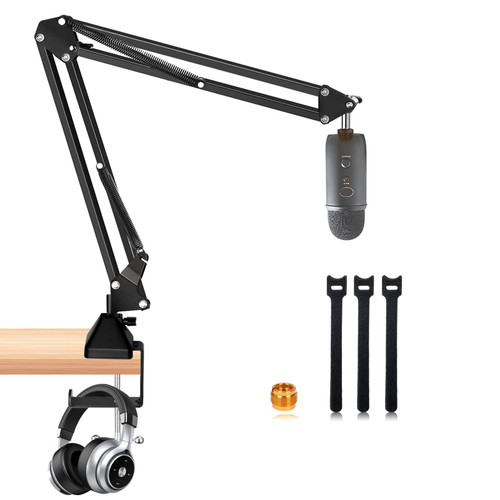 Boom Arm for Blue Yeti Mic, Upgraded Heavy Duty Blue nano Microphone Stand, Adjustable Suspension Blue Yeti X Boom Arm for Live Streaming, Radio, Podcasting, Gaming, Black