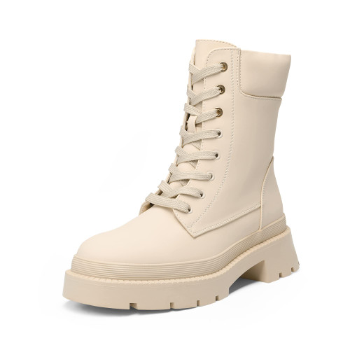 DREAM PAIRS Women's Sdab2227w Platform Chelsea Combat Boots Lace Up Lug Sole Ankle Booties Shoes,Size 7, Beige/White DREAM PAIRS Women's Sdab2227w Platform Chelsea Combat Boots Lace Up Lug Sole Ankle Booties Shoes,Size 7, Beige/White