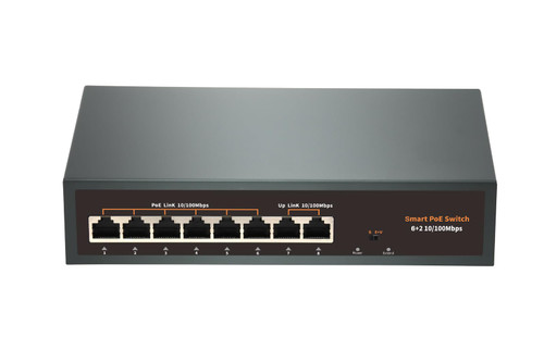 Davuaz 10 Port PoE Switch with 8 POE+ Port, and 2 Gigabit Uplink Port, IEEE802.3af/at Compliant, Up to 120W, 250m Extended, Metal Design, Unmanaged Power Over Ethernet Switch, Plug and Play
