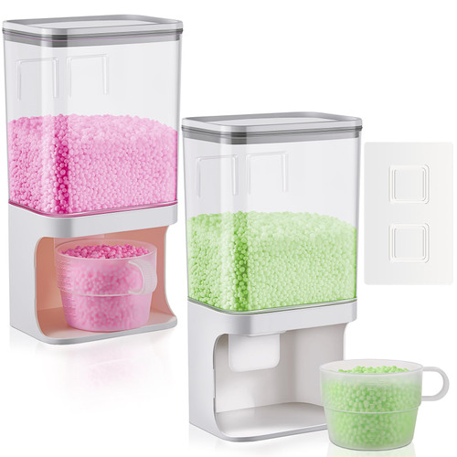 Tanlade 2 Pcs Laundry Detergent Dispenser Rice Dispenser Organization Wall Mounted 34 Oz/ 1000 ml Scent Booster Beads Dispenser Laundry Beads Rice Grain Container for Laundry Room Kitchen