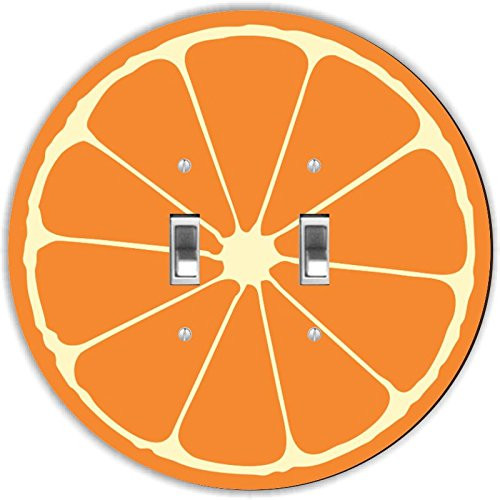 Rikki Knight RND-LSPDBL-1 Artsy Orange Half Slice Round Design Double Toggle Light Switch Plate