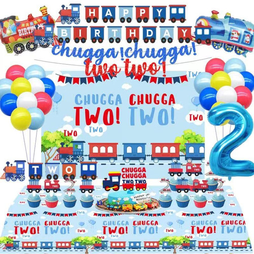 Chugga Chugga Two Two Party Supplies,Train 2nd Birthday Party Supplies,2nd Birthday Decorations For Boys,Chugga Chugga Two Two Party Decorations,