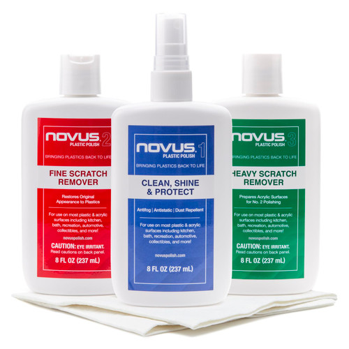 NOVUS-PK1-8 | Plastic Clean & Shine #1, Fine Scratch Remover #2, Heavy Scratch Remover #3 and Polish Mates Pack | 8 Ounce Bottles NOVUS-PK1-8 | Plastic Clean & Shine #1, Fine Scratch Remover #2, Heavy Scratch Remover #3 and Polish Mates Pack | 8 Ounce Bottles