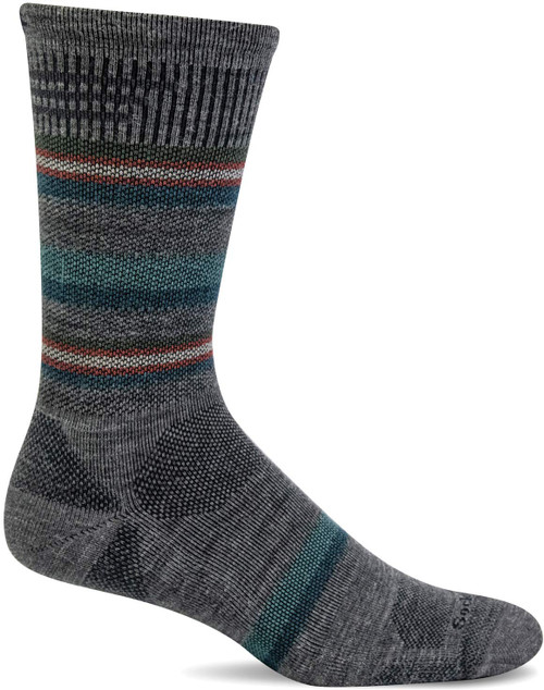 Sockwell Men's Parks Twill Crew Moderate Compression Sock, Lt. Grey - M/L