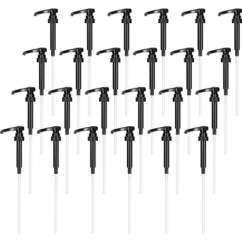 24 Pcs Syrup Pumps, Coffee Syrup Dispenser Pump, Flavor Syrup Pump Fits 750ml Bottles for Coffee Syrups Snow Cones Caramel Flavorings Bottle (Black)
