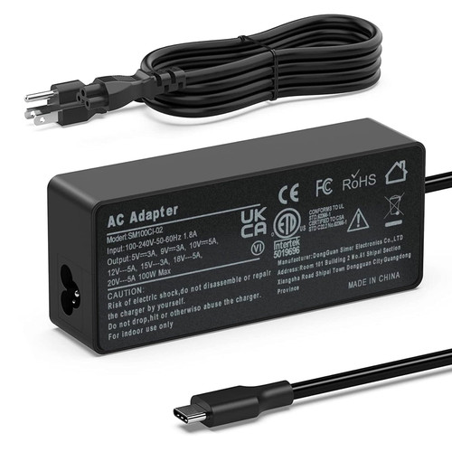 USB-C Laptop Charger - 100W USB C Charger, Fast Charging for Lenovo, ThinkPad, HP, Asus, Acer, MacBook, Dell Laptop Tablet Chargers Adapters Type C Power Cord for 100W 90W 65W 45W PD 3.0