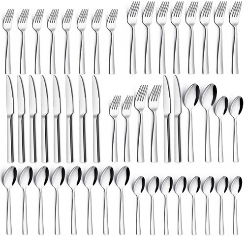 40-Piece Silverware Set with Serving Utensils, Heavy Duty Stainless Steel Flatware Cutlery Set for 8, Food-Grade Tableware Cutlery Set, Utensil Sets for Home Restaurant, Mirror Finish, Dishwasher Safe