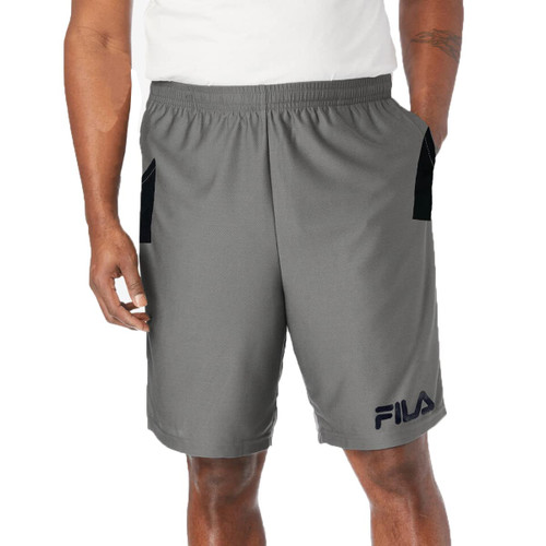 Fila Men's Big & Tall Birdseye Mesh Performance Jersey Shorts (Grey/Black, 3X Big)
