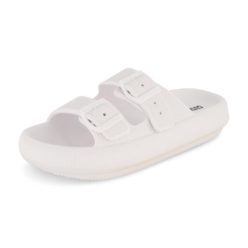 CUSHIONAIRE Women's Fame recovery cloud slide with +Comfort, White 8