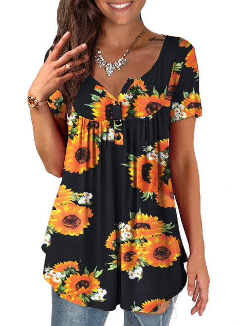 a.Jesdani Plus Size Tops Womens Summer Tops V Neck Short Sleeve Tunic Blouses Shirts for Women Color 15 4X