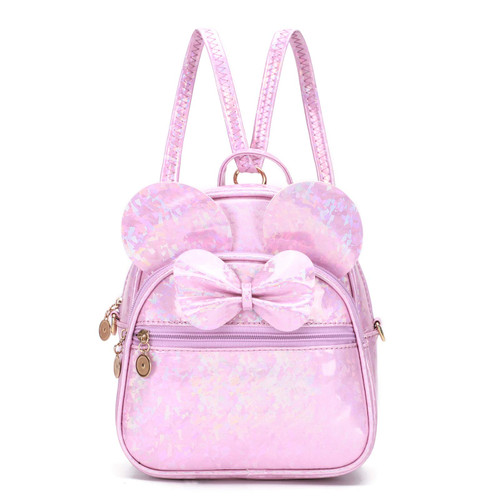 KL928 Girls Bowknot Polka Dot Cute Mini Backpack Small Daypacks Convertible Shoulder Bag Purse for Women (Shiny Purple)