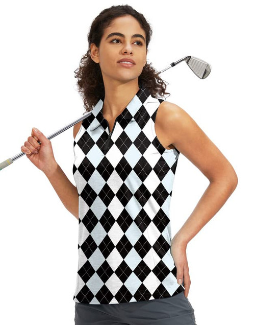 Viodia Women's Sleeveless Golf Shirt with Zip Up Tennis Quick Dry Tank Tops Polo Shirts for Women Golf Apparel Clothes