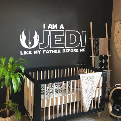 I Am a Jedi, Like My Father Before Me Decal - Wall Decals - Star Wars Quotes Wall Decals Vinyl Sticker Quote Wall Decor Star Wars Bedroom Wall Art kp45