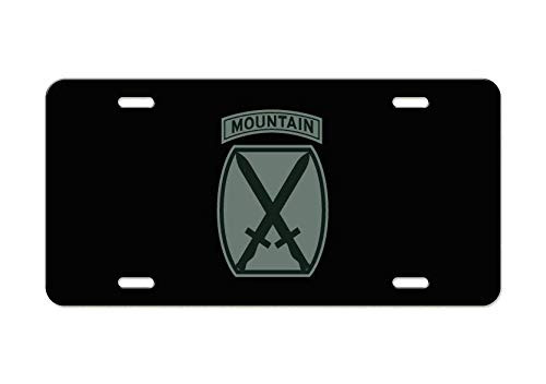 US Army Division - 10th Mountain SSI ACU - Black Aluminum License Plate