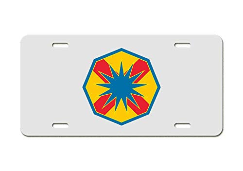 US Army Division - 13th Sustainment Command SSI - White Aluminum License Plate